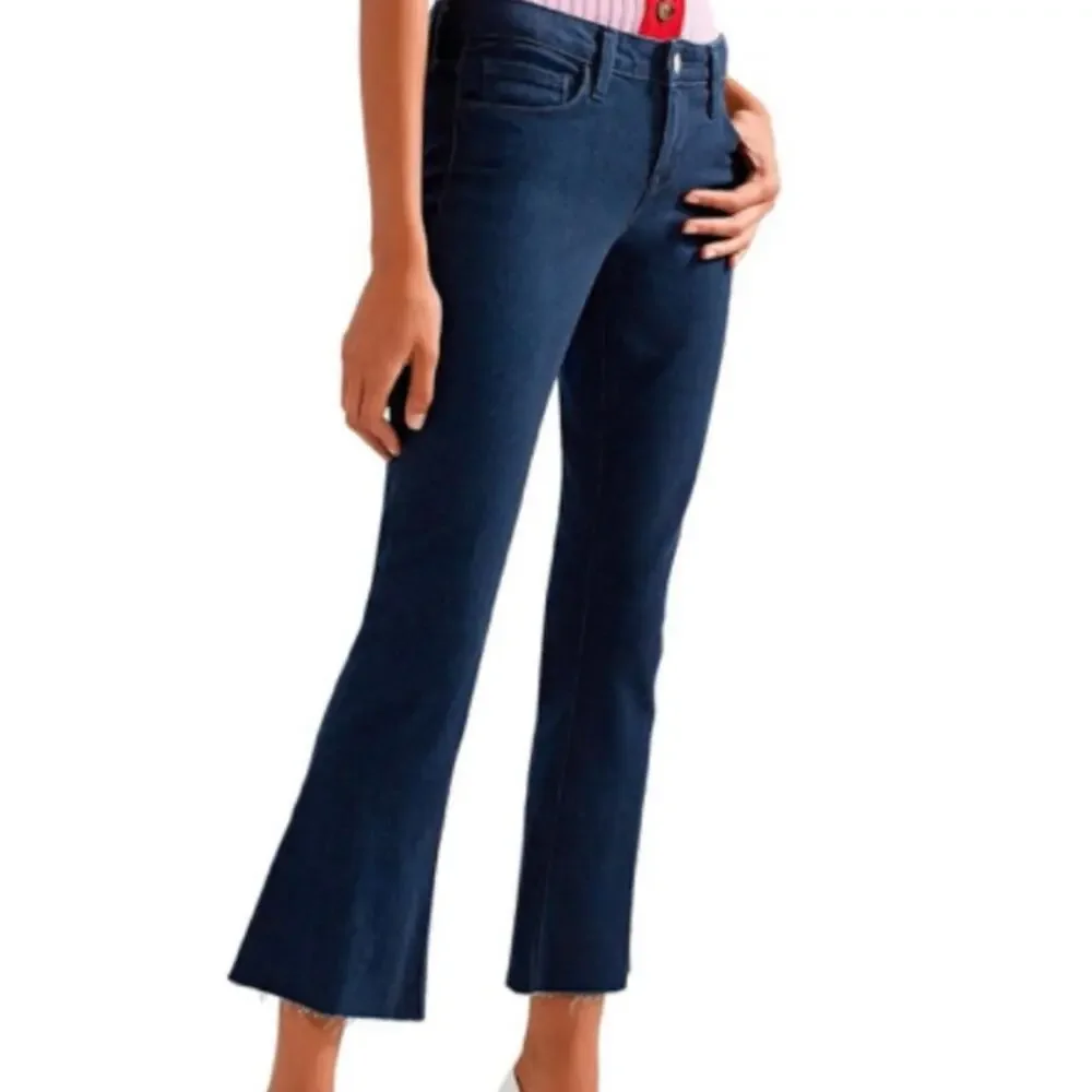 L’Agence Charlie Cropped Flare Low Rise Indigo Dark Wash Jeans 27